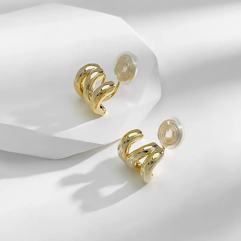 無耳洞耳夾氣質簡約三排C形紋香盤耳夾RBT5001 銀飾 飾品