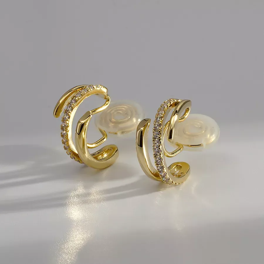 無耳洞耳夾 | 時尚氣質雙圈圈蚊香盤耳夾 | 無痛感 低過敏 親膚好戴