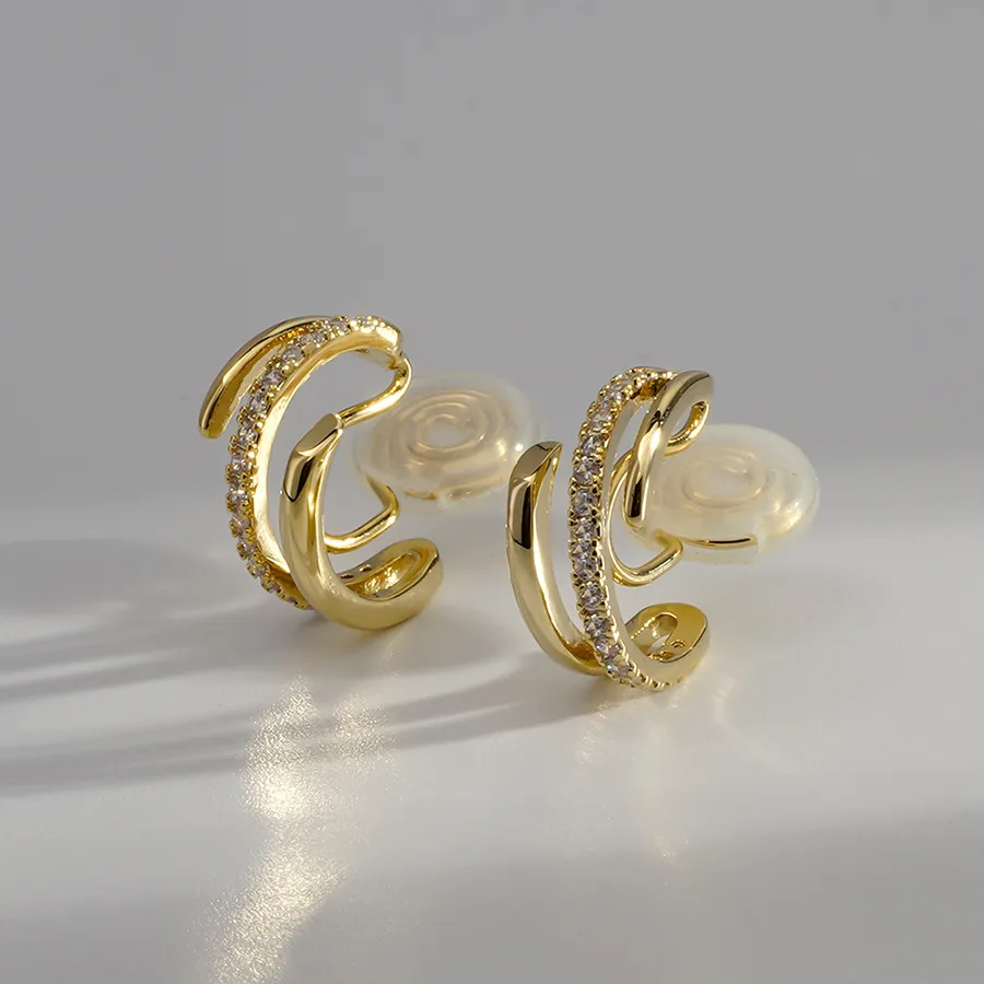 無耳洞耳夾時尚氣質雙圈圈紋香盤耳夾RBT5003 銀飾 飾品