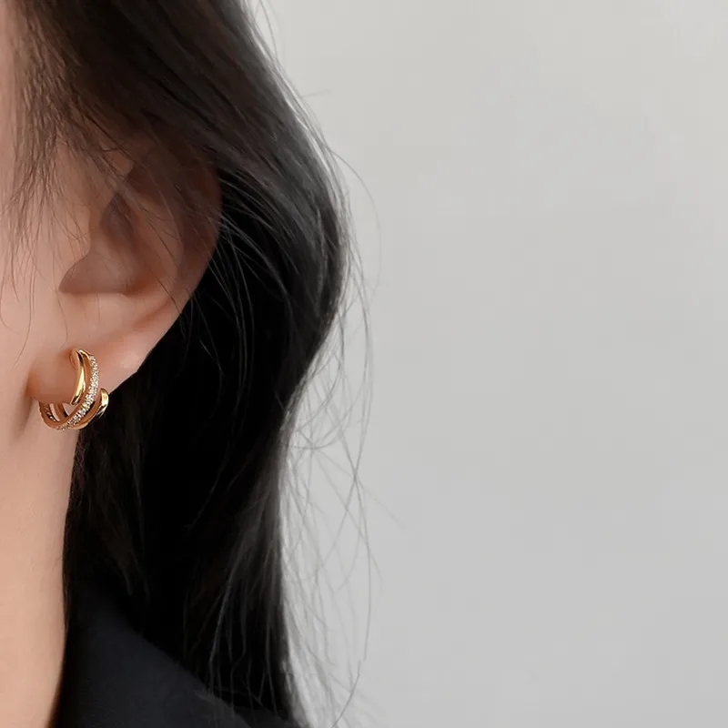 無耳洞耳夾時尚氣質雙圈圈紋香盤耳夾RBT5003 銀飾 飾品