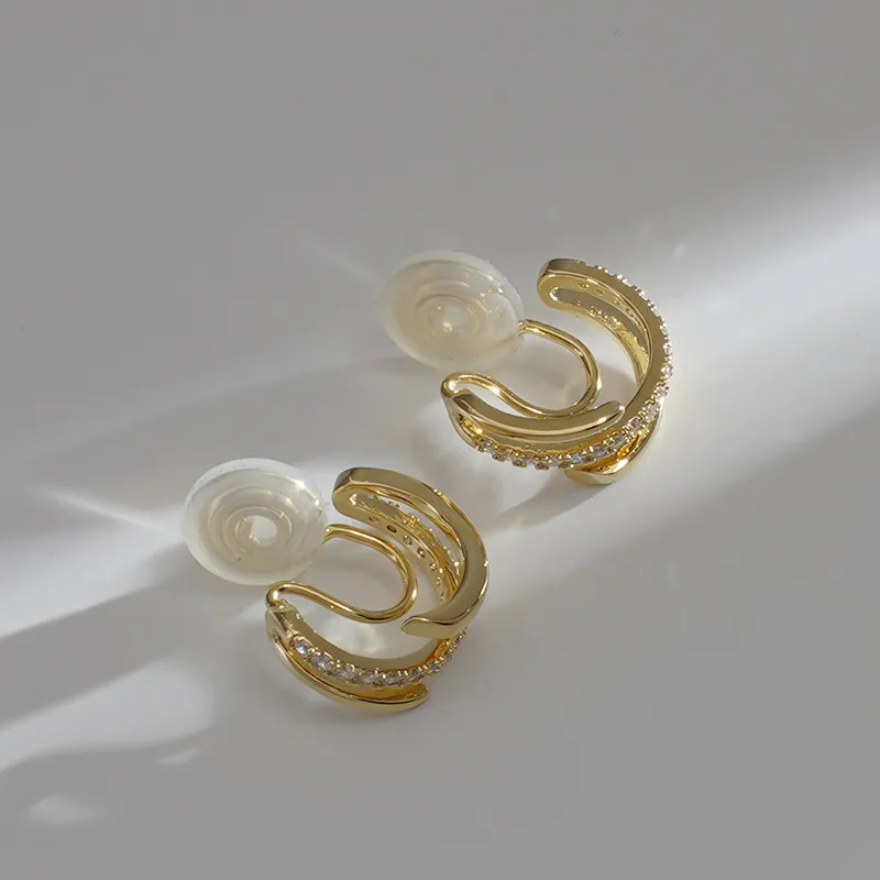 無耳洞耳夾時尚氣質雙圈圈紋香盤耳夾RBT5003 銀飾 飾品