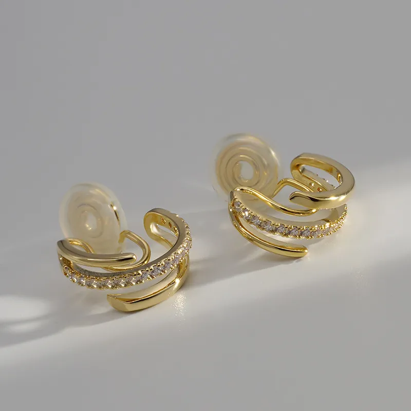 無耳洞耳夾時尚氣質雙圈圈紋香盤耳夾RBT5003 銀飾 飾品