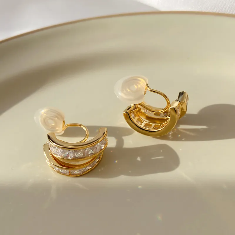 無耳洞耳夾時尚輕奢感C形紋香盤耳夾RBT5004 銀飾 飾品