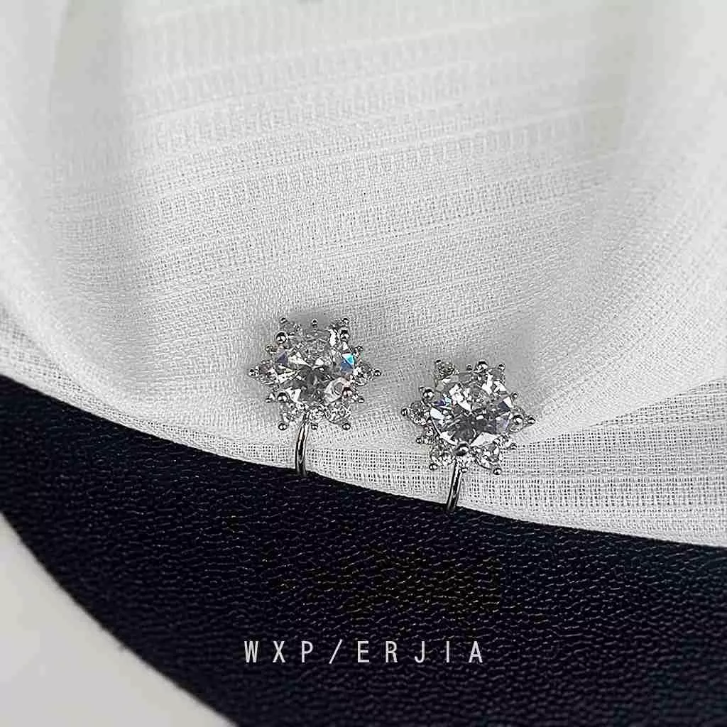 無耳洞耳夾質感雪花皓石紋香盤耳夾RBY5002 銀飾 飾品