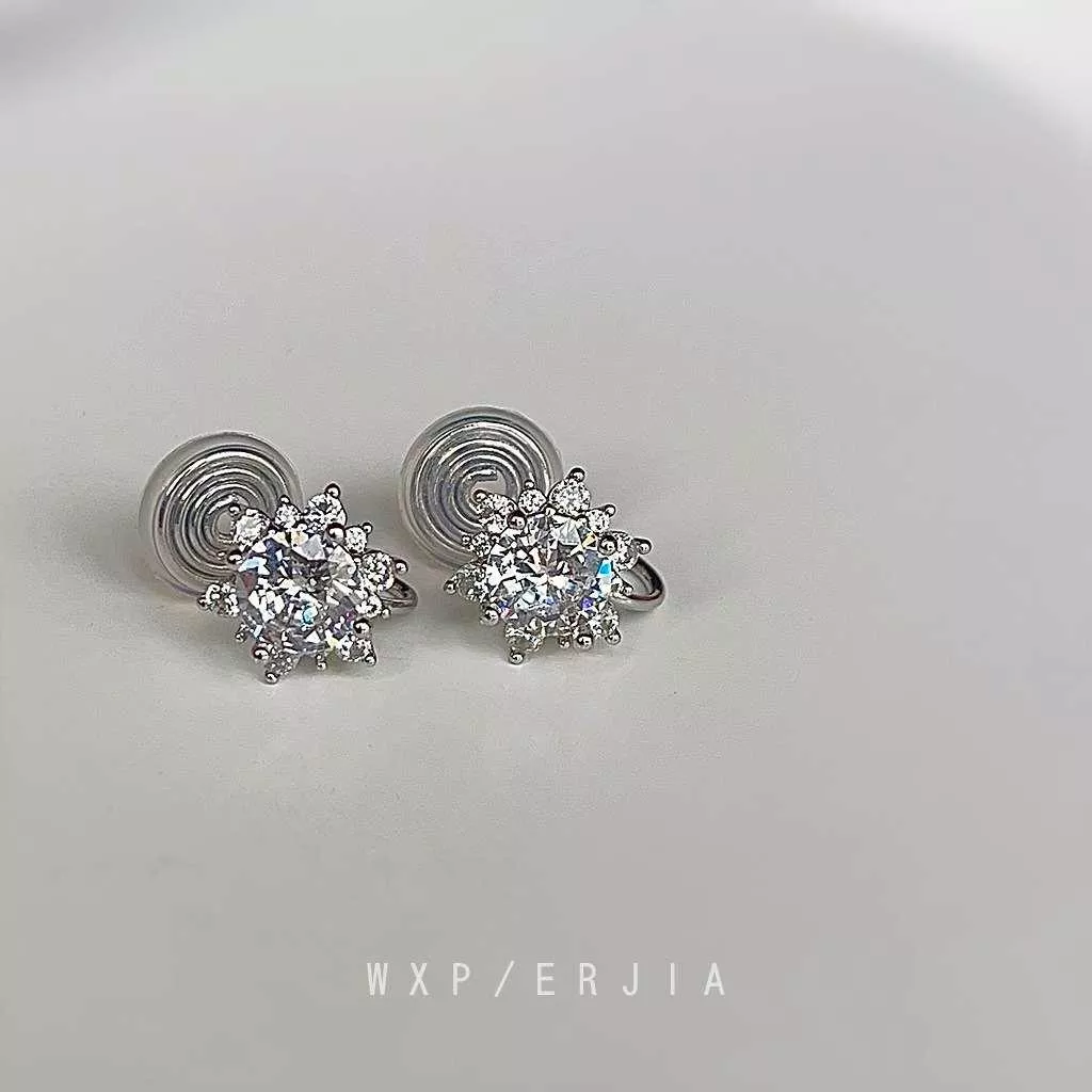 無耳洞耳夾質感雪花皓石紋香盤耳夾RBY5002 銀飾 飾品