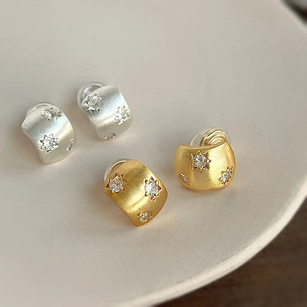 無耳洞耳夾時尚方形皓石紋香盤耳夾RBY5004 銀飾 飾品