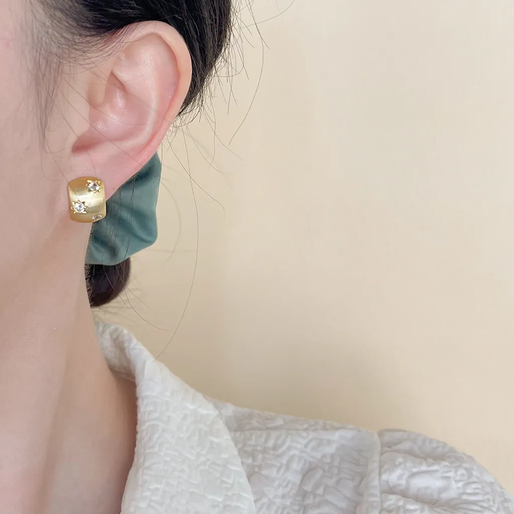 無耳洞耳夾時尚方形皓石紋香盤耳夾RBY5004 銀飾 飾品