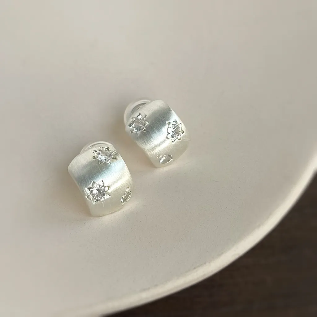 無耳洞耳夾時尚方形皓石紋香盤耳夾RBY5004 銀飾 飾品