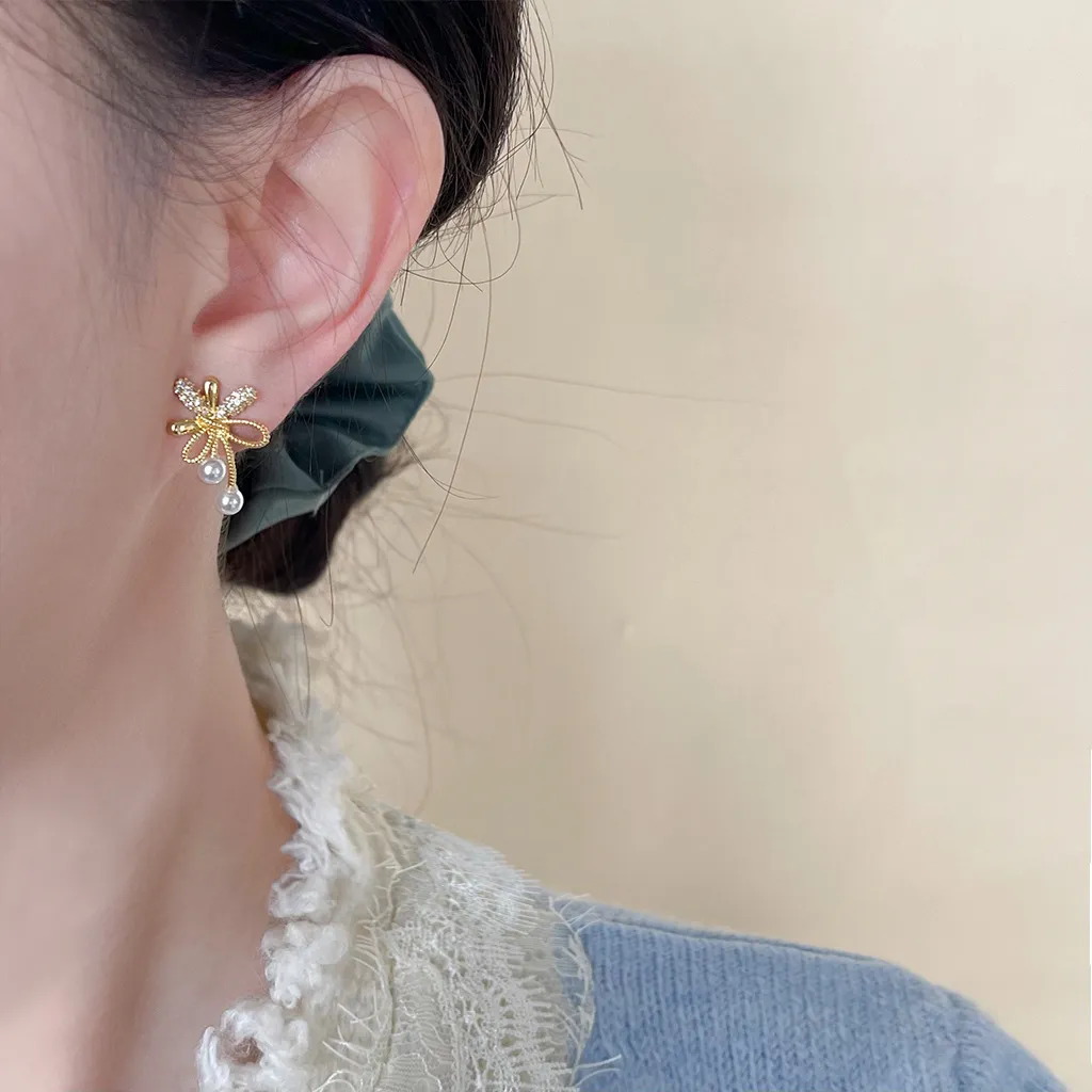 無耳洞耳夾甜美蝴蝶結皓石紋香盤耳夾RBY5005 耳飾 飾品