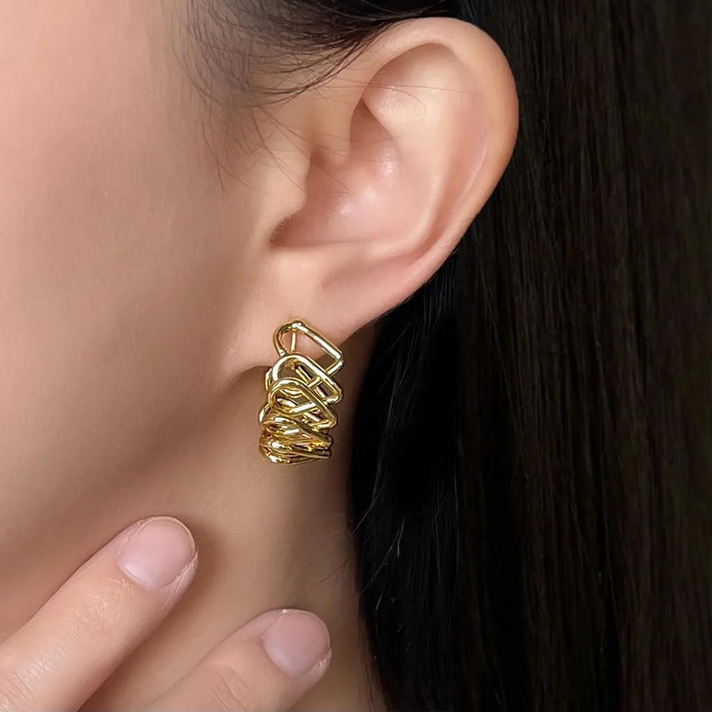 無耳洞甜美簡約C形線條紋香盤耳夾RBY5007 耳飾 飾品