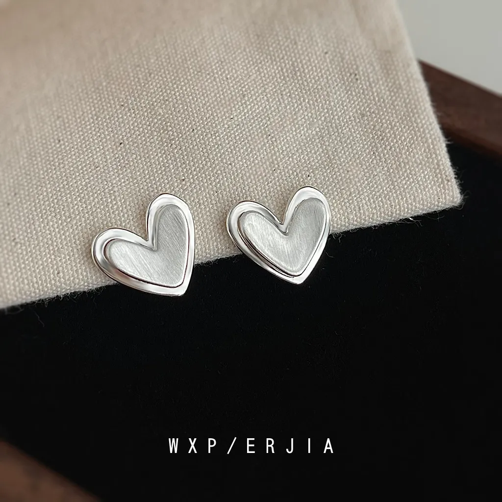 無耳洞耳夾簡約雙層拉絲愛心蚊香盤耳夾RBY5008 耳飾 飾品