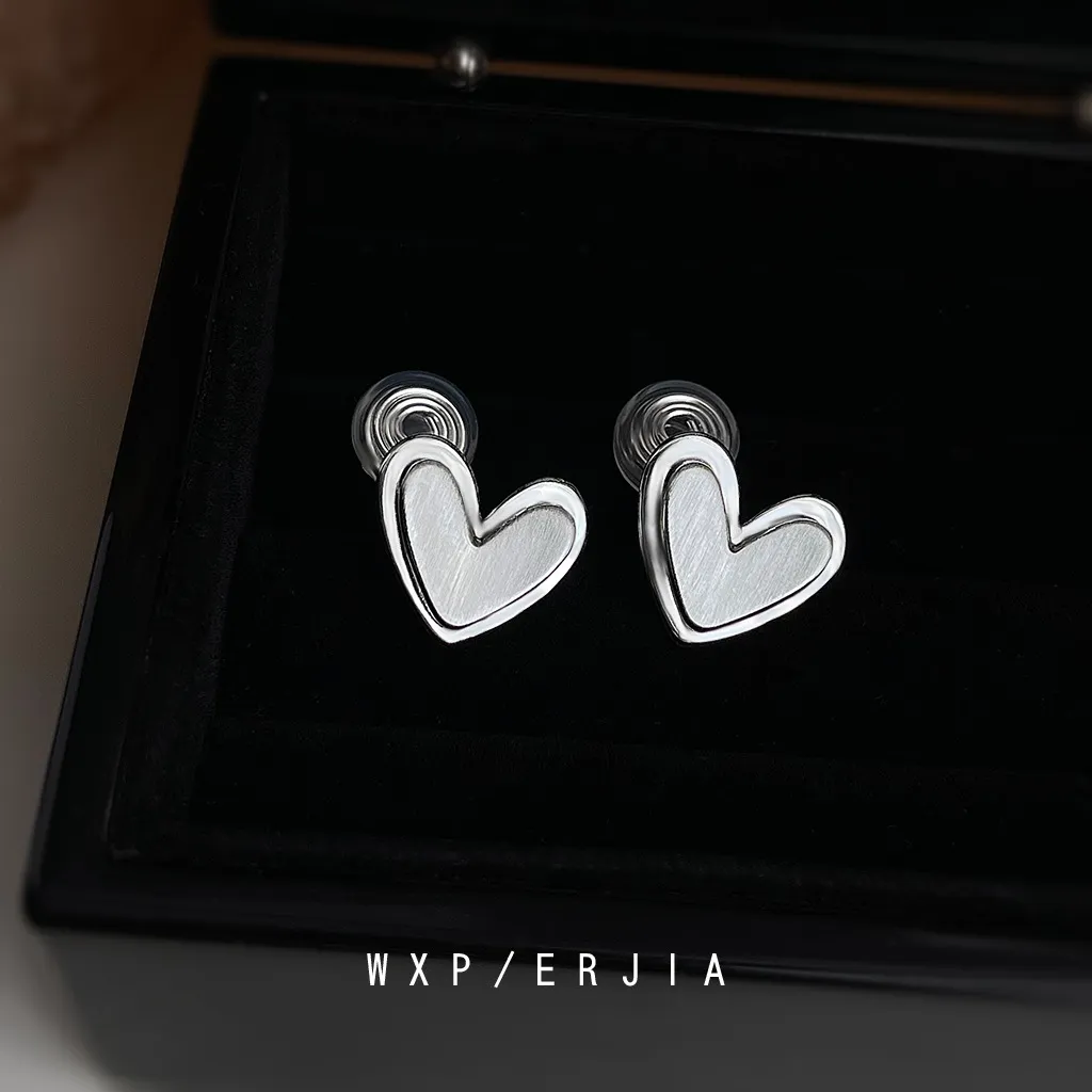 無耳洞耳夾簡約雙層拉絲愛心蚊香盤耳夾RBY5008 耳飾 飾品