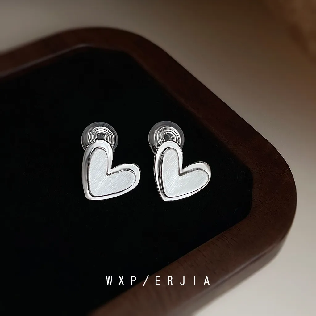 無耳洞耳夾簡約雙層拉絲愛心蚊香盤耳夾RBY5008 耳飾 飾品