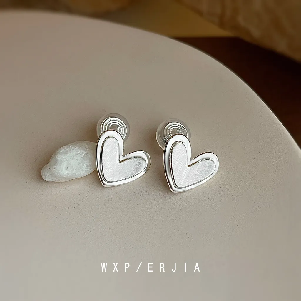 無耳洞耳夾簡約雙層拉絲愛心蚊香盤耳夾RBY5008 耳飾 飾品
