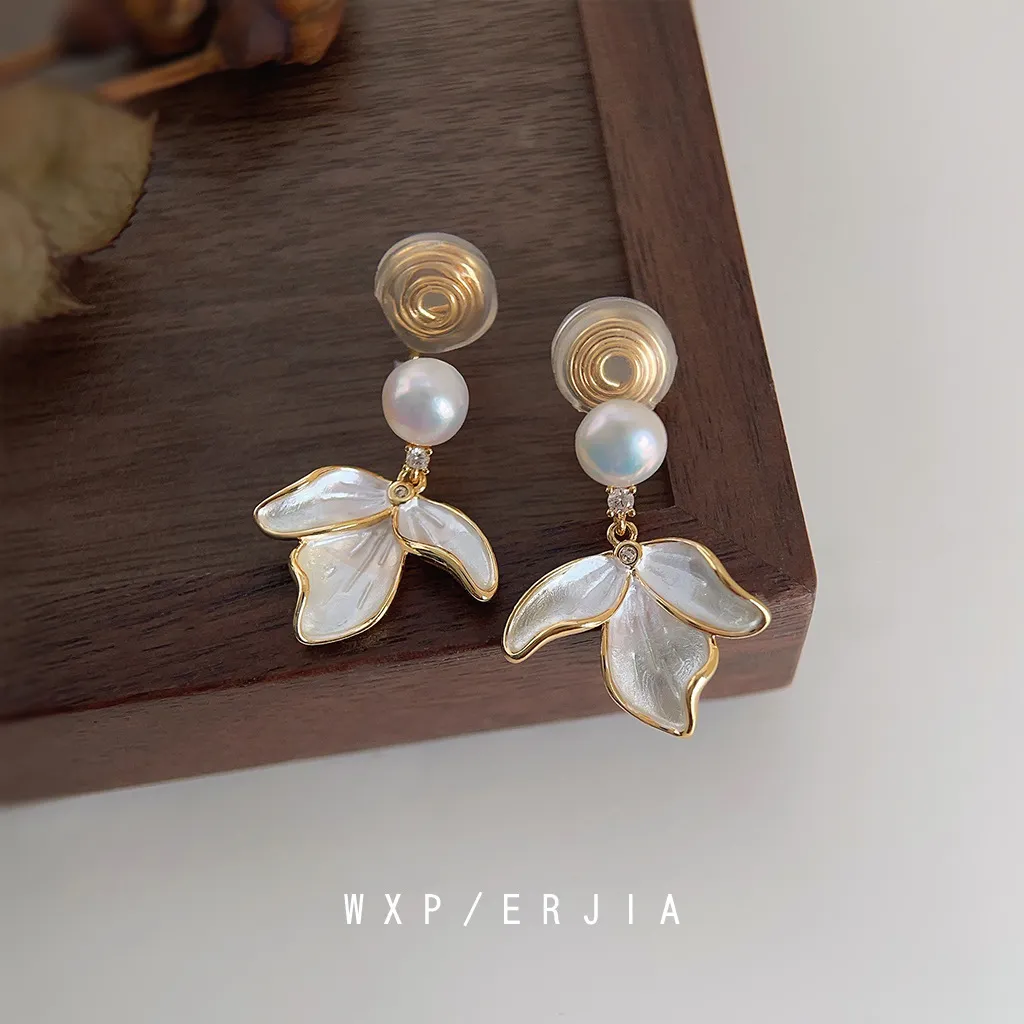 無耳洞耳夾清新氣質葉子珍珠蚊香盤耳夾 耳飾 飾品