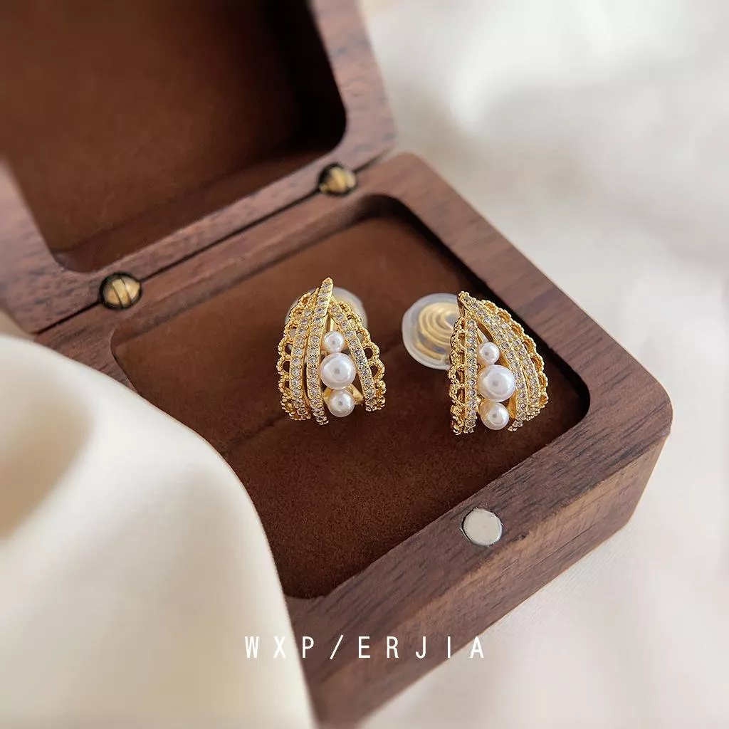 無耳洞耳夾時尚氣質珍珠蚊香盤耳夾RBY5011 耳飾 飾品