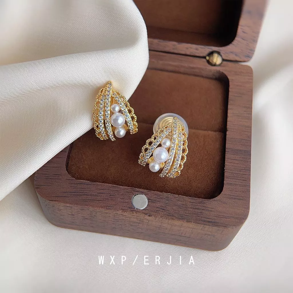 無耳洞耳夾時尚氣質珍珠蚊香盤耳夾RBY5011 耳飾 飾品
