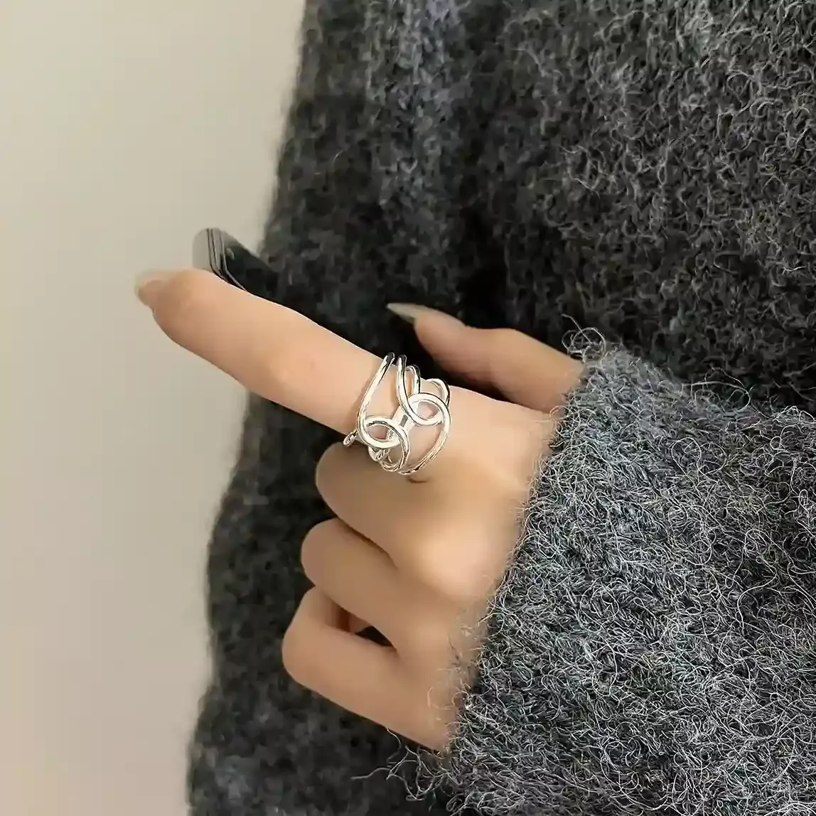 S925純銀戒指 | 質感線條纏繞個性戒指 | 低敏純銀 不易退色 開口戒指