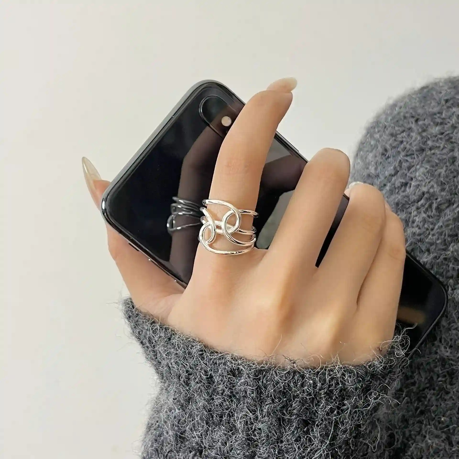 S925純銀質感線條纏繞個性戒指RBL5093 銀飾 飾品