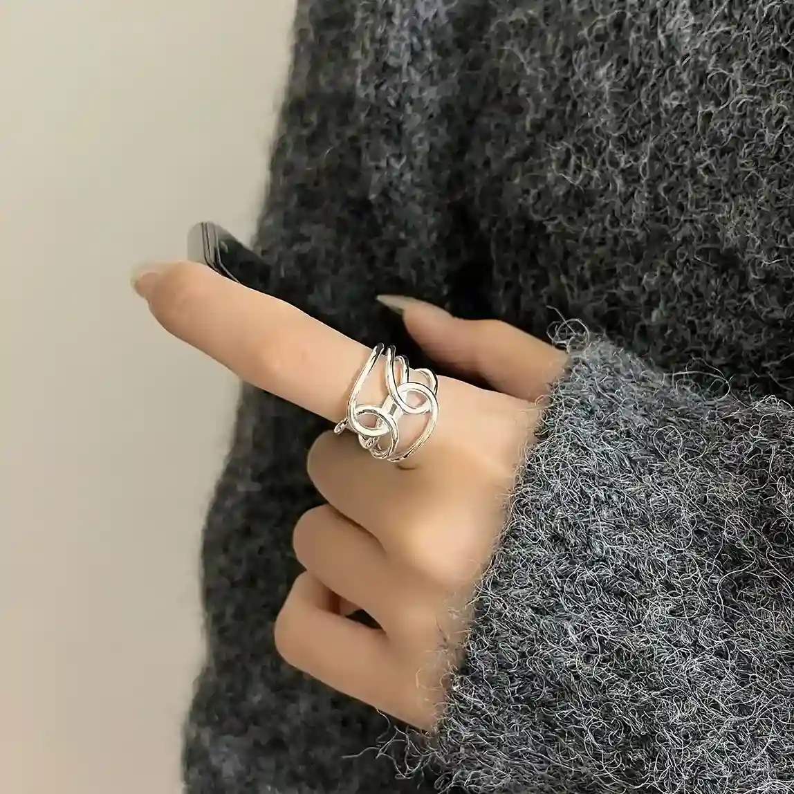 S925純銀質感線條纏繞個性戒指RBL5093 銀飾 飾品