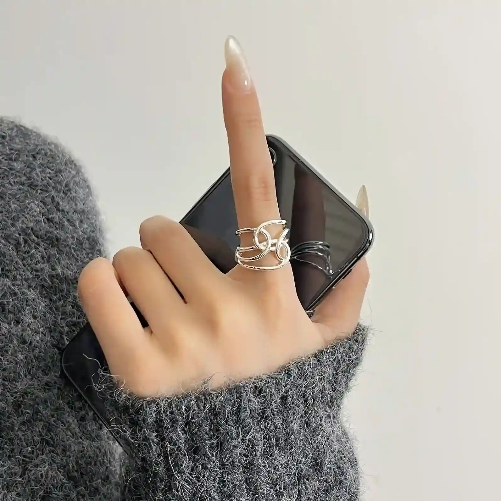 S925純銀質感線條纏繞個性戒指RBL5093 銀飾 飾品