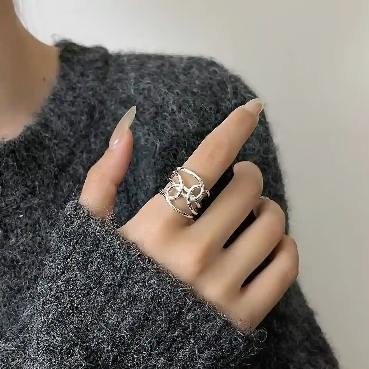 S925純銀質感線條纏繞個性戒指RBL5093 銀飾 飾品