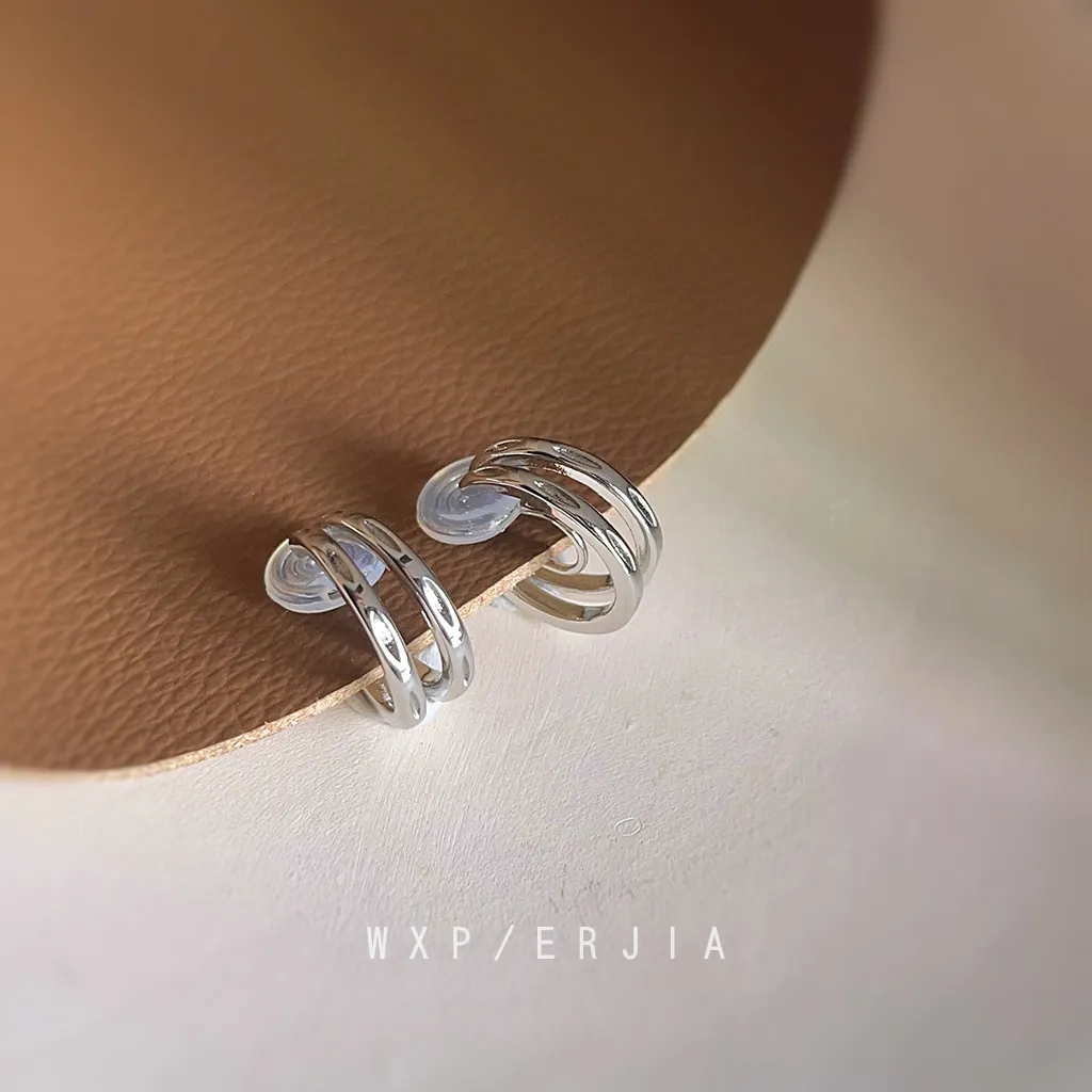 無耳洞時尚簡約雙圈蚊香盤耳夾RBY5015 耳飾 飾品