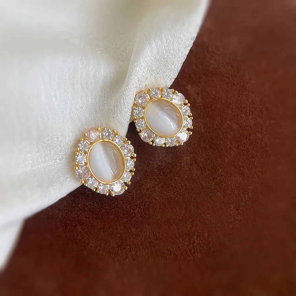 無耳洞氣質貓眼石皓石蚊香盤耳夾RBY5016 耳飾 飾品