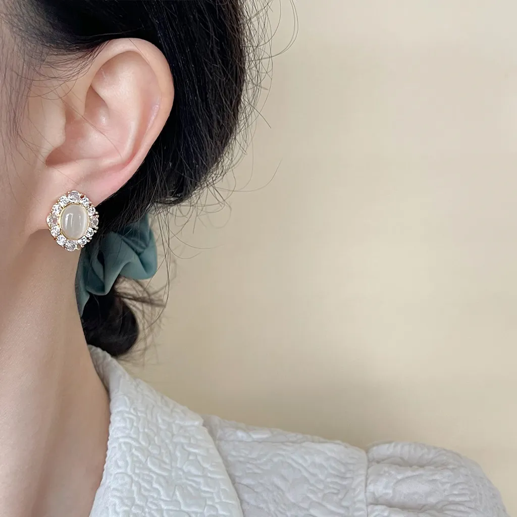 無耳洞氣質貓眼石皓石蚊香盤耳夾RBY5016 耳飾 飾品