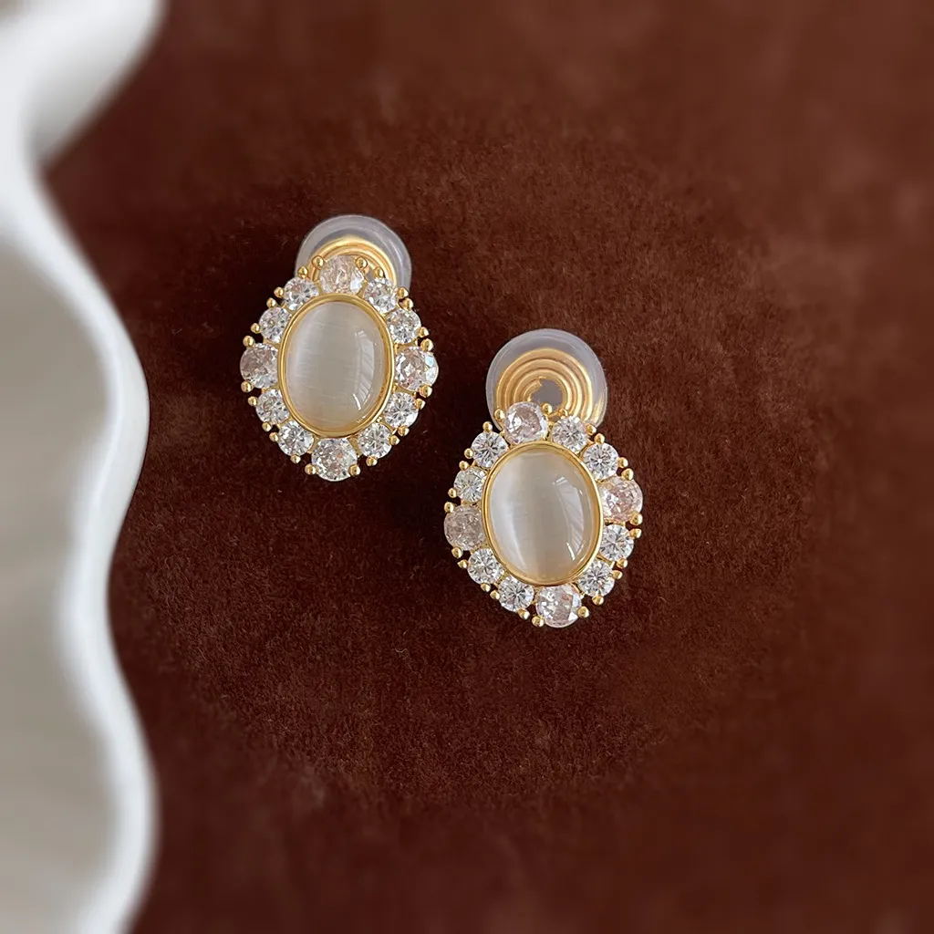 無耳洞氣質貓眼石皓石蚊香盤耳夾RBY5016 耳飾 飾品