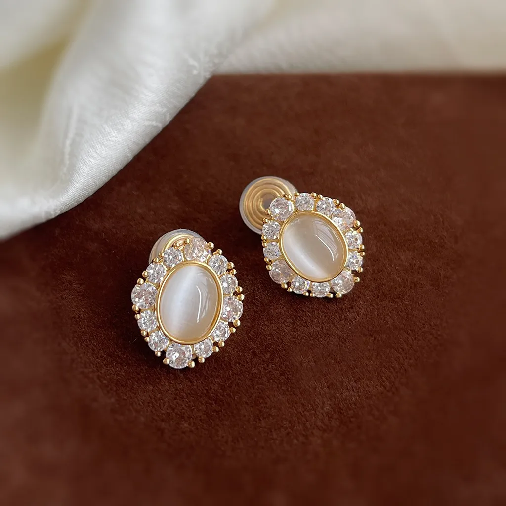 無耳洞氣質貓眼石皓石蚊香盤耳夾RBY5016 耳飾 飾品