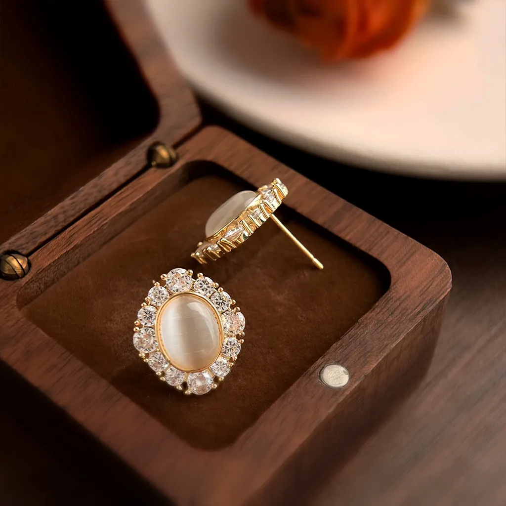 無耳洞氣質貓眼石皓石蚊香盤耳夾RBY5016 耳飾 飾品