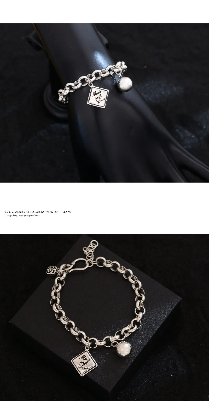 S925純銀時尚感方牌略粗個性手鍊RBS6003 銀飾 飾品