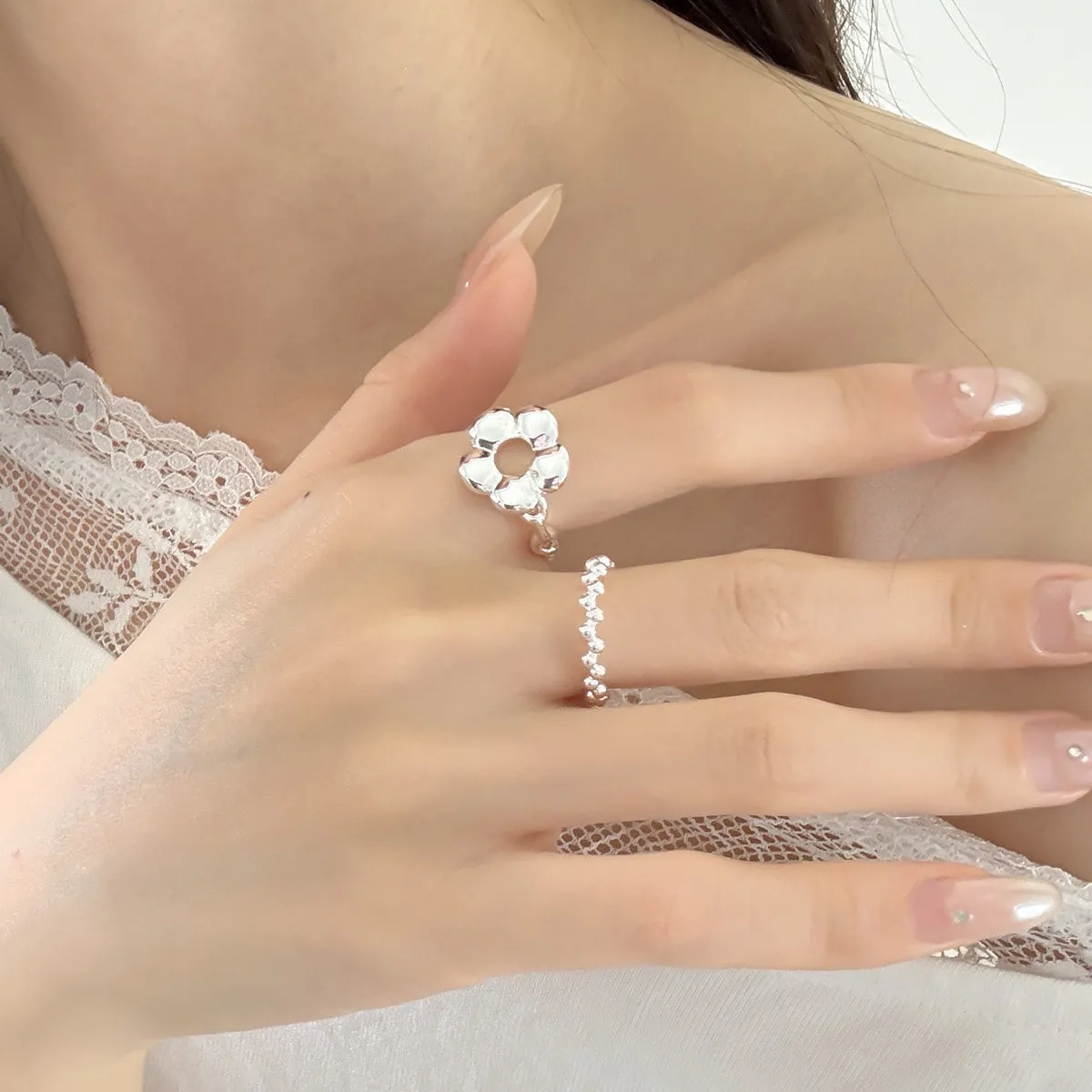 S925純銀甜美氣質感簍空花朵戒指RBL6005 銀飾 飾品