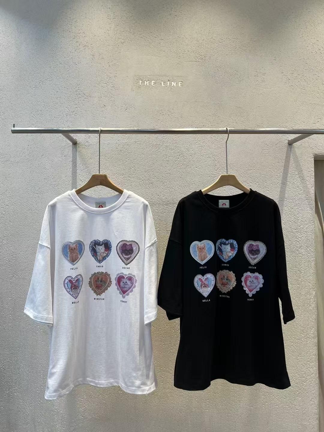 Queen's-復古愛心選美貓咪短tee