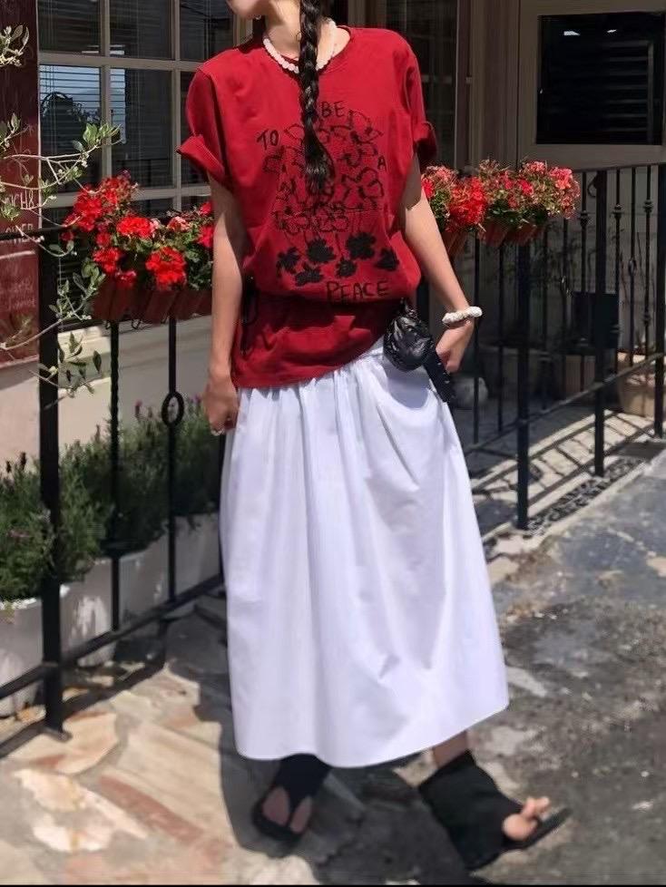 4"13 寬鬆花花短袖tee