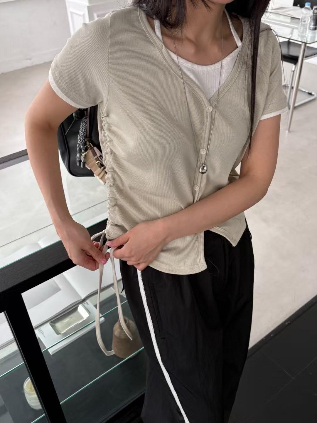 0503 假兩件側邊抽繩上衣
