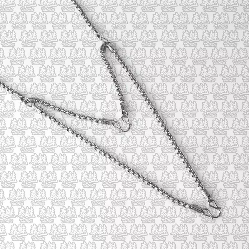 鈦鋼佛牌項鍊 雙掛 M扣 銀色 75cm