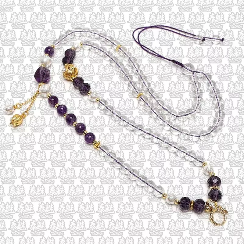 白紫水晶流蘇珠鏈 65cm