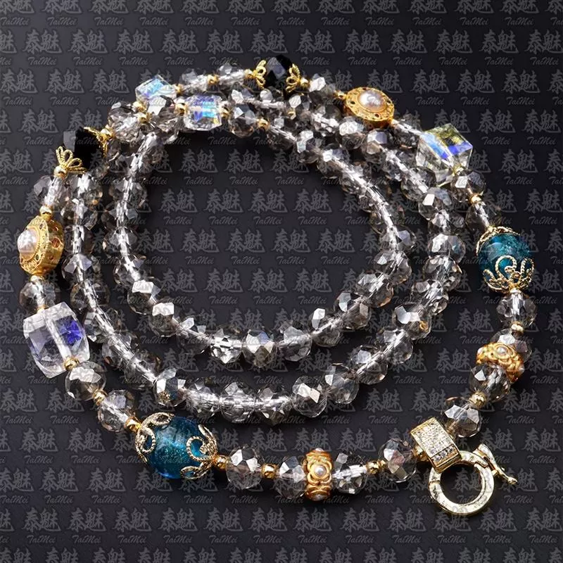 炫彩刻面灰珠鏈 70cm