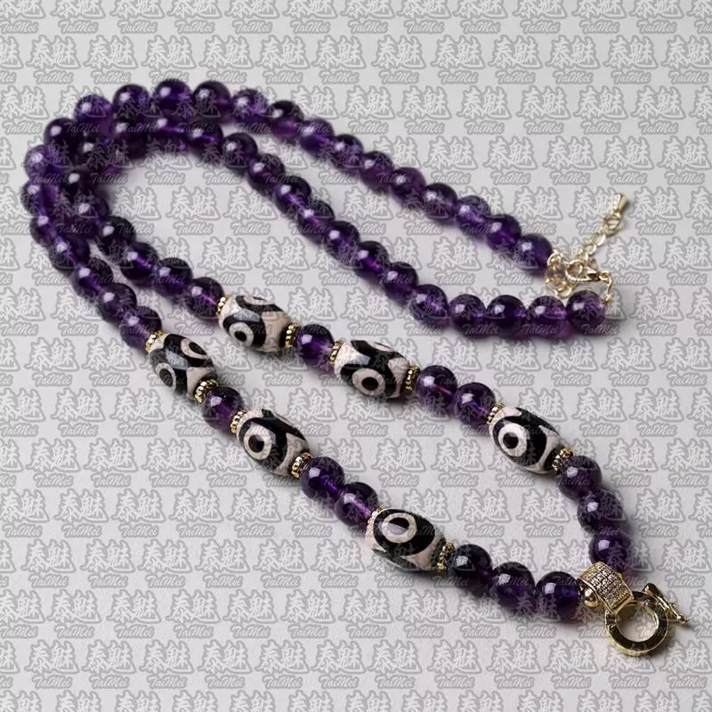 紫水晶天珠掛鏈 55cm