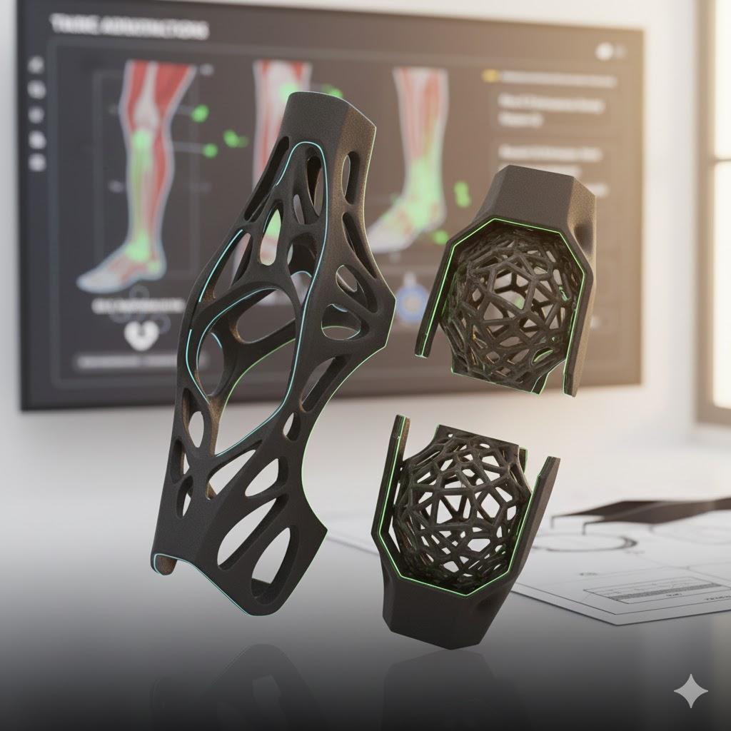 SLS尼龍燒結，高強度與輕量化設計的複雜晶格結構。