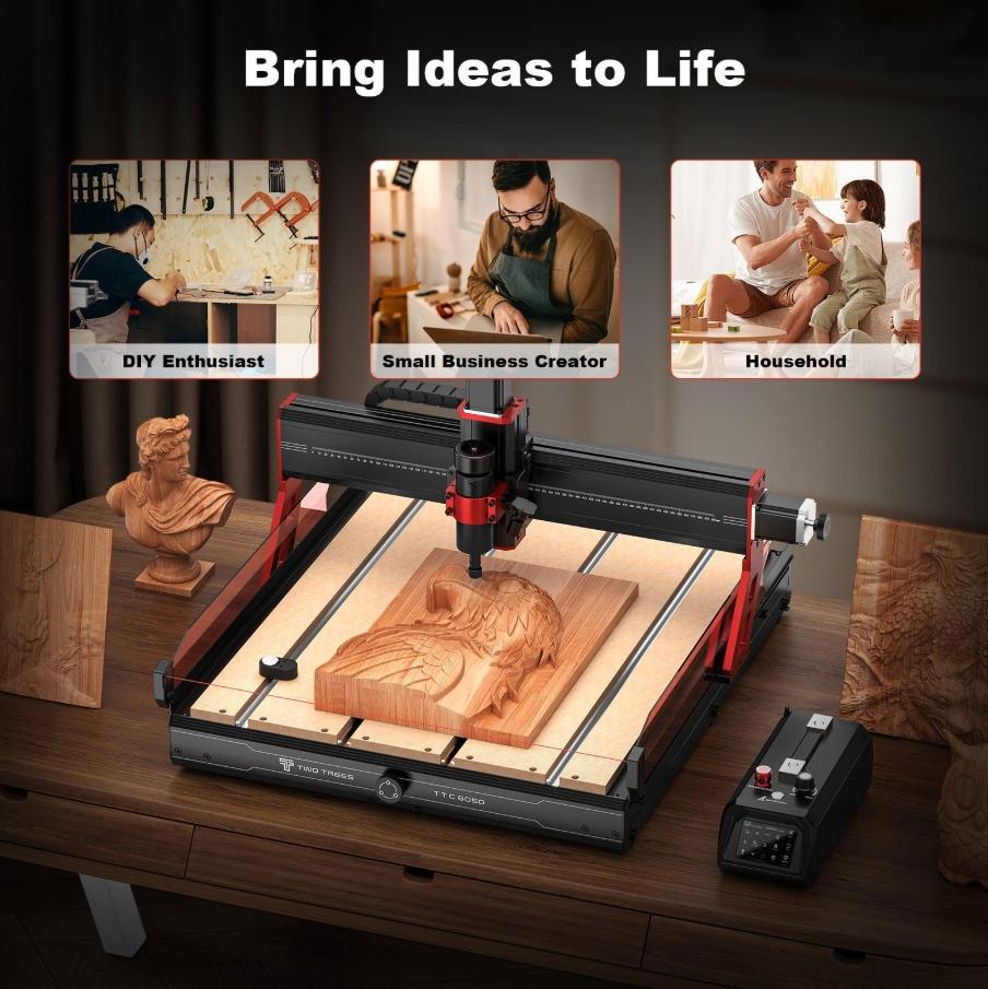 TwoTrees TTC 6050 CNC 雕刻機：600x500mm 大型工作區、專業級穩定性