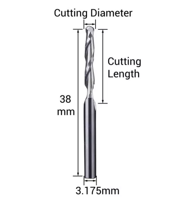 雙刃球頭銑刀 柄徑3.175mm