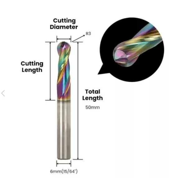 金屬雙刃球頭銑刀 柄徑6mm