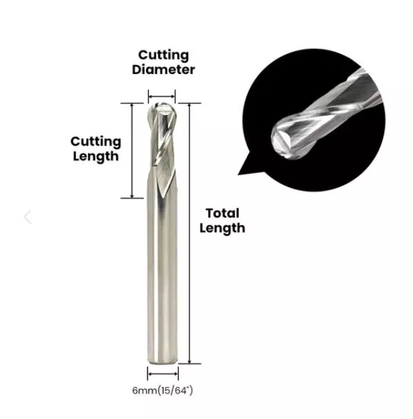 雙刃球頭銑刀 柄徑6mm
