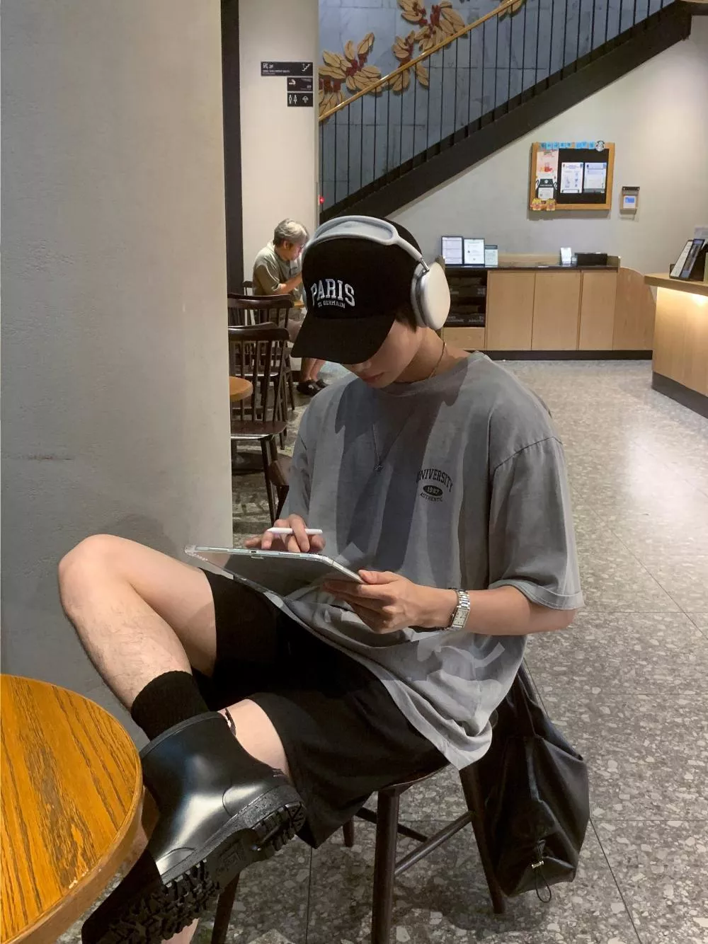 𝕐ℕ 𝕊𝕋𝕌𝔻𝕀𝕆|🇰🇷大學顏料水洗寬鬆短袖T卹