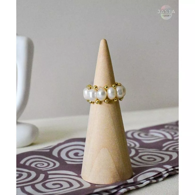 【JASTA】華麗圓珠珍珠環繞戒指 925純銀 奧克蘭設計師手作