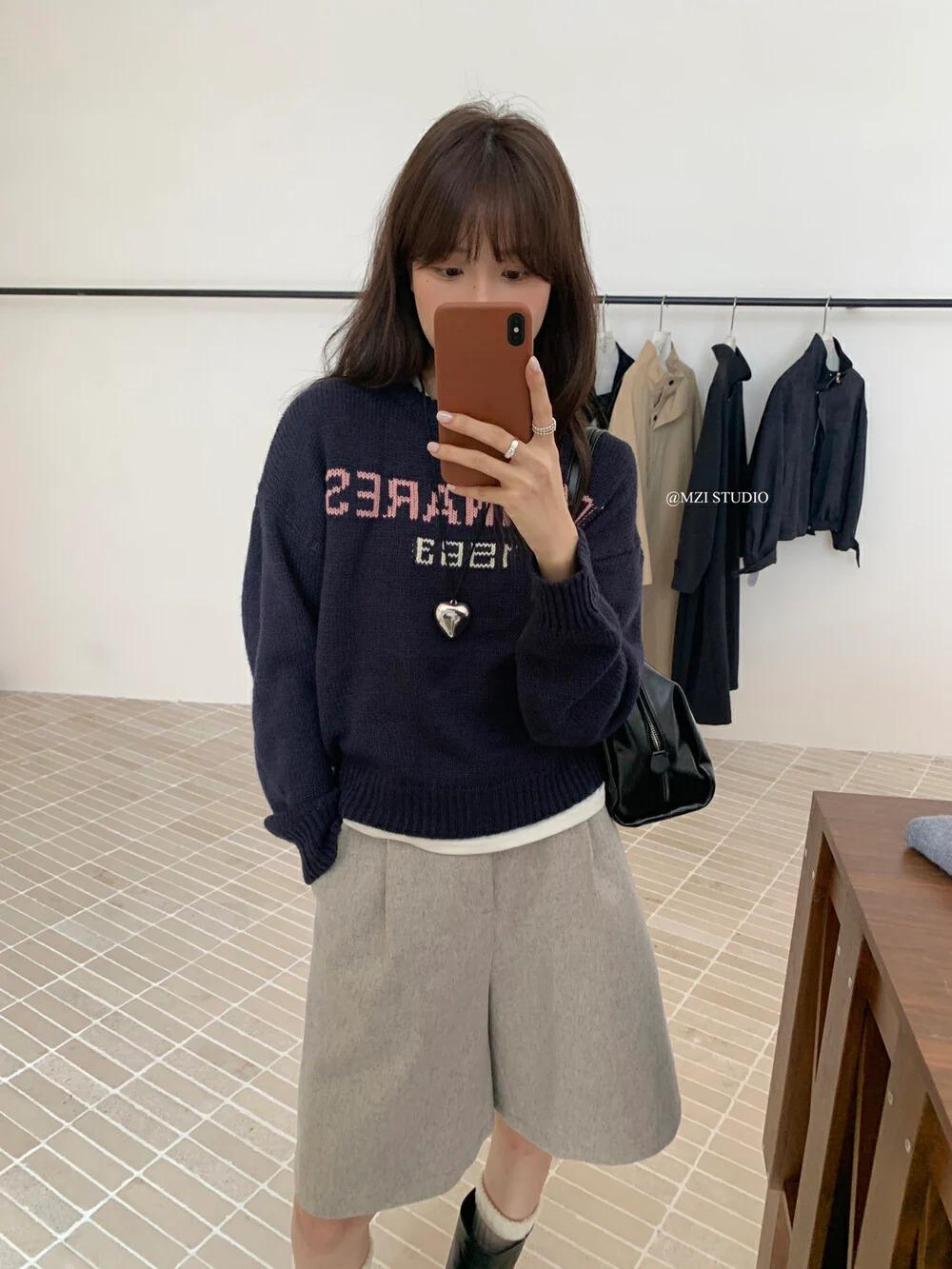 #C3595美式刺繡羊毛針織衫