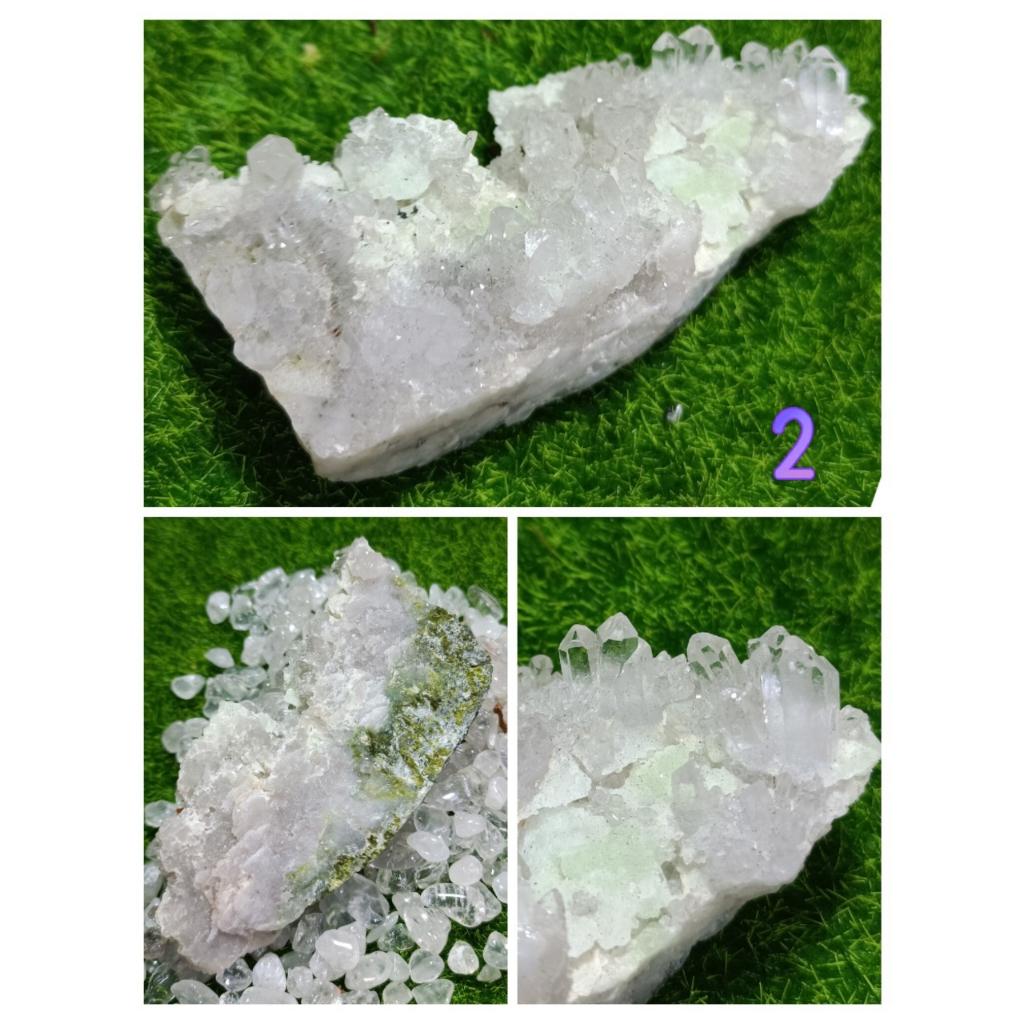 葡萄石白水晶共生綠簾石原礦